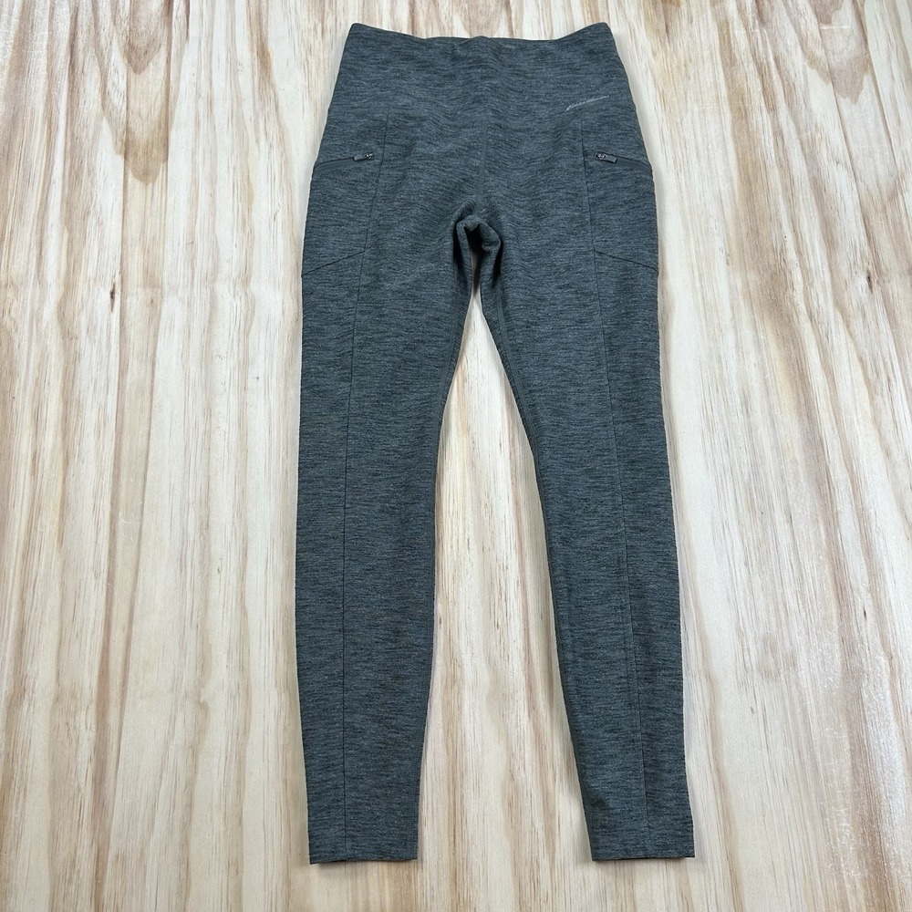 Eddie Bauer First Ascent Womens S Green 7/8 Crop Leggings Zip Pockets